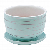 Купить Горшок для цветов с поддоном d15 см голубой по низкой цене