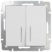 Купить Выключатель Werkel WL01-SW-2G-LED двухклавишный с индикатором белый по низкой цене