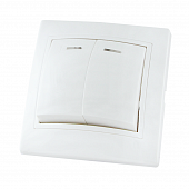 Купить Выключатель TDM Electric ТАЙМЫР SQ1814-0005 в рамку с/у, 2 клавиши, с/инд., 10 А, 230 В, IP20, керамика, белый по низкой цене