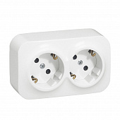 Купить Розетка Legrand Кутео о/у, 2 гнезда, с/з и шторками, 16 А, 230 В, IP20, белая по низкой цене