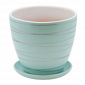 Купить Горшок для цветов с поддоном d20,5 см голубой по низкой цене