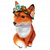 Купить Фигура садовая Лисичка с венком 12х17х25 см по низкой цене