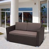 Купить Диван Афина-Мебель S52A-W53 brown из искусственного ротанга коричневый по низкой цене