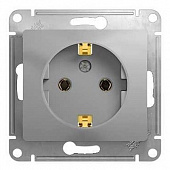 Купить Розетка Schneider Electric Glossa GSL000343 одноместная с заземлением алюминий по низкой цене