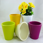 Купить Кашпо для цветов керамическое микс d14 см по низкой цене