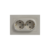 Купить Розетка двойная Schneider Electric Атлас Дизайн с заземлением с рамкой бежевая по низкой цене