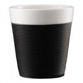 Купить Набор кружек Bodum Bistro (2 штуки) с силиконовым ободком, 0.17л, цвет черный по низкой цене