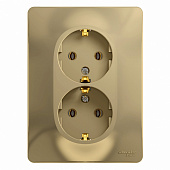 Купить Розетка двойная Schneider Electric Глосса с заземлением титан по низкой цене