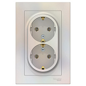 Купить Розетка Schneider Electric AtlasDesign ATN000424 двухместная с заземлением жемчуг по низкой цене