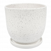 Купить Горшок керамический Терраццо с поддоном D21,5 см белый по низкой цене