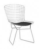 Купить Стул обеденный Bertoia хромированный с черной подушкой по низкой цене