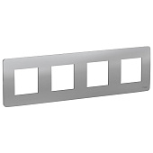 Купить Рамка Schneider Electric Unica Studio NU200830 алюминий четырехместная по низкой цене