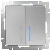 Купить Выключатель Werkel WL06-SW-2G-LED двухклавишный с индикатором серебряный по низкой цене