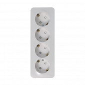 Купить Розетка четырехместная Schneider Electric Бланка с заземлением белая по низкой цене