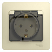 Купить Розетка Schneider Electric Glossa GSL000246 одноместная с заземлением и защитными шторками с крышкой бежевая по низкой цене