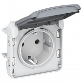 Купить Розетка Legrand Plexo 069571 одноместная с заземлением и крышкой серый по низкой цене