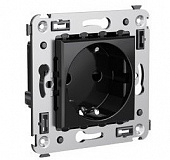 Купить Розетка DKC 4402003 Avanti 2P+E одноместная с заземлением и защитными шторками Черный квадрат по низкой цене