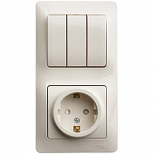 Купить Блок розетки с выключателем Schneider Electric Glossa GSL000278 трехклавишный бежевый по низкой цене