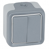 Купить Переключатель Legrand Plexo 069715 двухклавишный серый по низкой цене