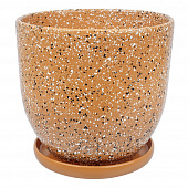 Купить Горшок керамический Терраццо с поддоном D21,5 см терракотовый по низкой цене