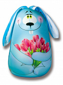 Купить Подушка Штучки, к которым тянутся ручки антистресс в форме игрушки Заяц с тюльпанами по низкой цене