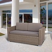 Купить Диван Афина-Мебель S52B-W56 Light brown из искусственного ротанга коричневый по низкой цене