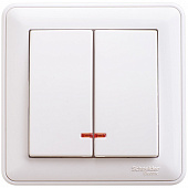 Купить Выключатель Schneider Electric W59 VS510-251-18 двухклавишный с индикатором белый по низкой цене