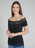 Купить Футболка Piazza Italia 25995 кружевная, черная по низкой цене