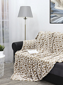 Купить Плед TexRepublic Absolute Deco Lux Клетка Фланель Евро Серо-бежевый/белый 200х220 см по низкой цене