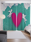 Купить Шторы JoyArty с фотопечатью Волшебные сердца из сатена, 290х265 см по низкой цене