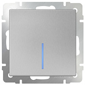 Купить Выключатель Werkel WL06-SW-1G-LED одноклавишный с индикатором серебряный по низкой цене