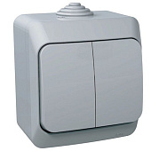 Купить Выключатель Schneider Electric Этюд BA10-042C IP44 двухклавишный серый по низкой цене