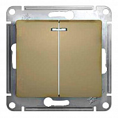 Купить Выключатель двухклавишный Schneider Electric Глосса с подсветкой без рамки титан по низкой цене