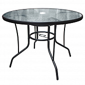 Купить Стол садовый металлический d100 см со стеклянной столешницей по низкой цене