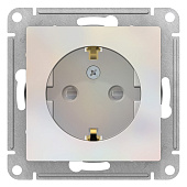 Купить Розетка Schneider Electric AtlasDesign ATN000445 одноместная с заземлением и защитными шторками жемчуг по низкой цене