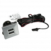 Купить Зарядное устройство GLS 2 USB врезное серебро квадратное по низкой цене