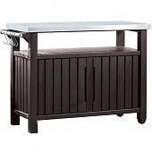 Купить Стол-сундук Keter Storage Unit из пластика для барбекю коричневый 183 л по низкой цене
