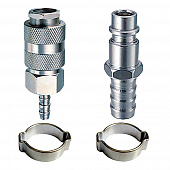 Купить Муфта-елочка 6 мм + штуцер-елочка 6 мм + 2 обжимных кольца 6x11 мм Fubag по низкой цене