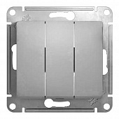 Купить Выключатель двухклавишный Schneider Electric Глосса без рамки алюминий по низкой цене