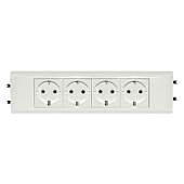 Купить Розетка Legrand Mosaic 077434 четырехместная с заземлением и защитными шторками белый по низкой цене