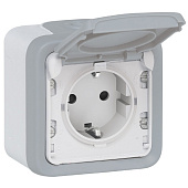 Купить Розетка Legrand Plexo 069733 одноместная с заземлением и крышкой серая по низкой цене