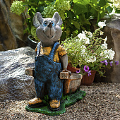 Купить Фигура садовая Крыс с тачанкой 57х31х62 см по низкой цене