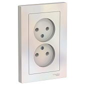 Купить Розетка Schneider Electric AtlasDesign ATN000420 двухместная без заземления жемчуг по низкой цене