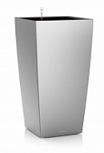 Купить Кашпо Lechuza Cubico Alto silver metallic 40x40x105 см по низкой цене