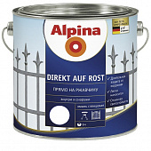 Купить Эмаль Alpina Direkt auf Rost по ржавчине гладкая RAL 9016 белая 2,5 л по низкой цене