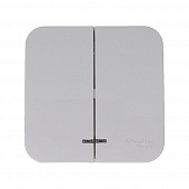 Купить Выключатель двухклавишный Schneider Electric Бланка с подсветкой белый по низкой цене