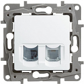 Купить Розетка Legrand Etika 672252 RJ11+RJ45 телефонно-компьютерная двойной белый по низкой цене