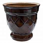 Купить Горшок для цветов с поддоном d27 см Ромб коричневый 9 л по низкой цене