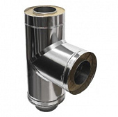Купить Сэндвич-тройник Eco Flue для дымохода нержавеющая сталь двухконтурный 0,5 мм D230х150 мм угол 90 градусов по низкой цене