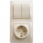 Купить Блок розетки с выключателем Schneider Electric Glossa GSL000274 двухклавишный бежевый по низкой цене